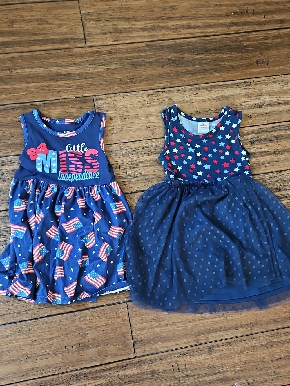 3T Little Miss Independence Navy Star & Flag Girls' Dresses - Set of 2